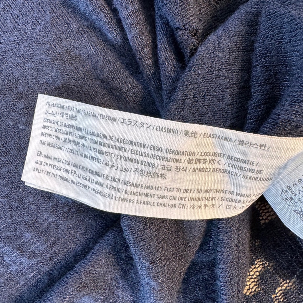 Abercrombie & Fitch Navy Blue Lace Back Long Sleeve Henley Top Small S - Picture 3 of 8